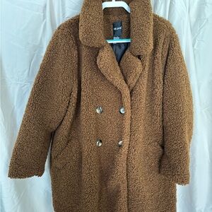 Me Jane Double-Breasted Tan Teddy Jacket great condition 1x